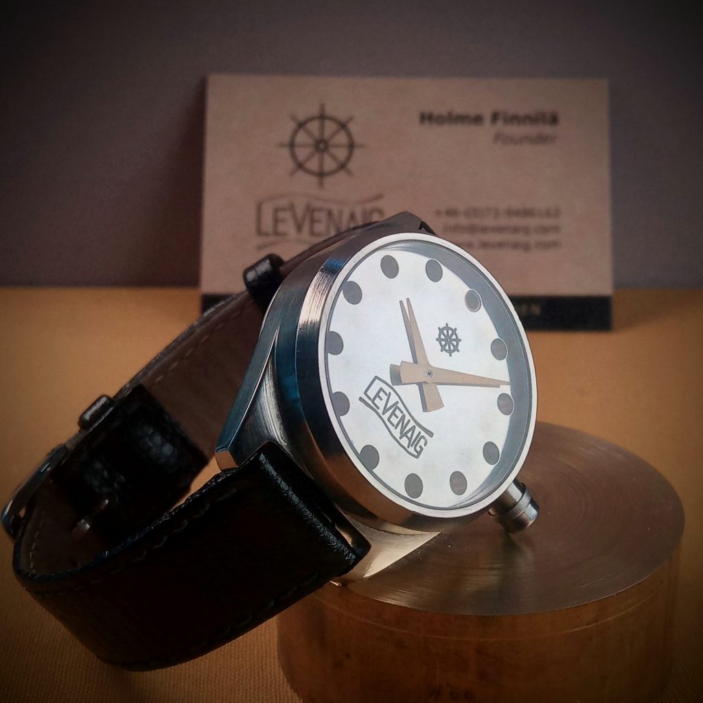 The handmade titanium unisex watch Metlinyn 34 by Levenaig Watches